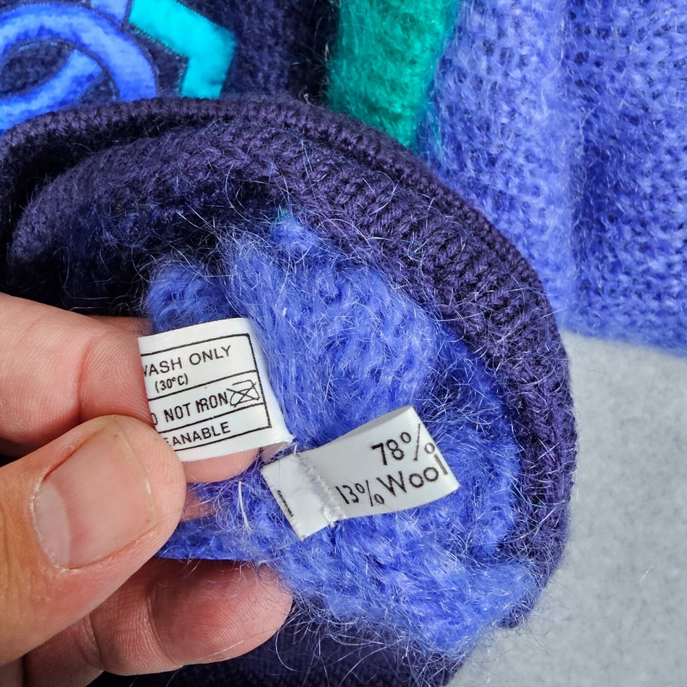 Vintage Blarney Woolen Mills Ireland Sweater Size L Mohair 80s Colorblock Fuzzy - Picture 4 of 14